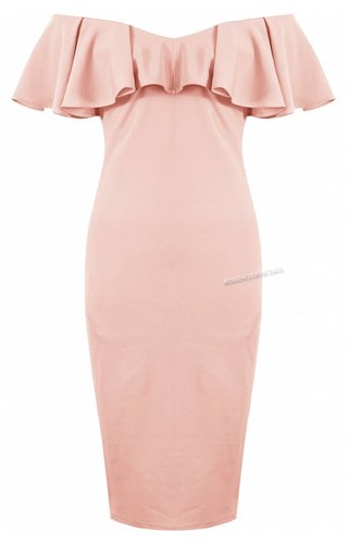 Lucy Wang PINK - 'JAMIE' OFF SHOULDER MIDI DRESS Lucy Wang PINK - 'JAMIE' OFF SHOULDER MIDI DRESS
