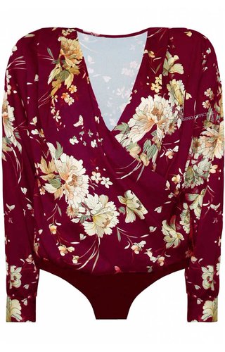 WINE - 'FLEUR' - FLOWER BODY BLOUSE WINE - 'FLEUR' - FLOWER BODY BLOUSE