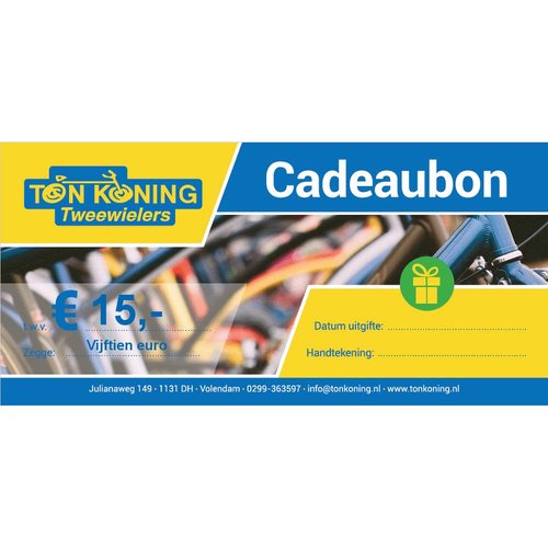Ton Koning cadeaubon € 15,- Ton Koning cadeaubon € 15,-