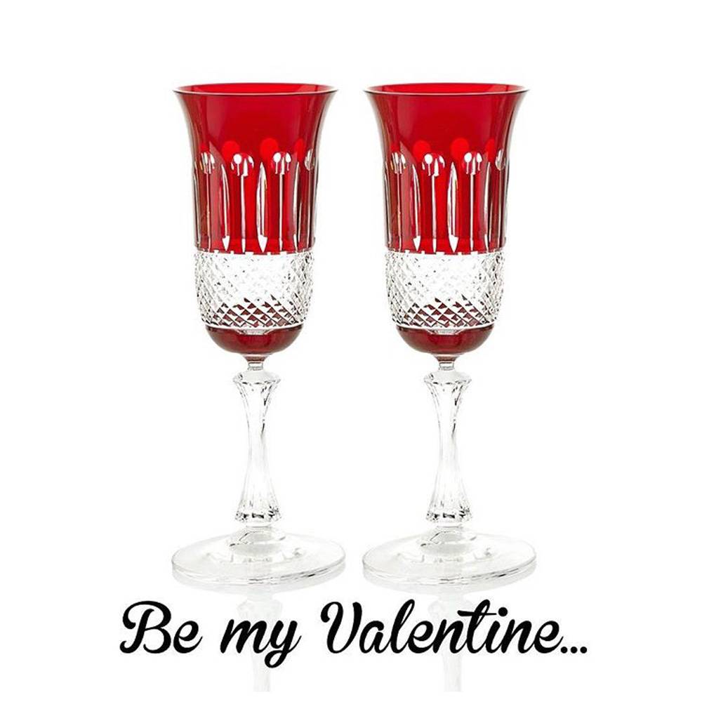 Celebrating Valentine's Day with the cupid approved ruby crystal glasses in the bath.