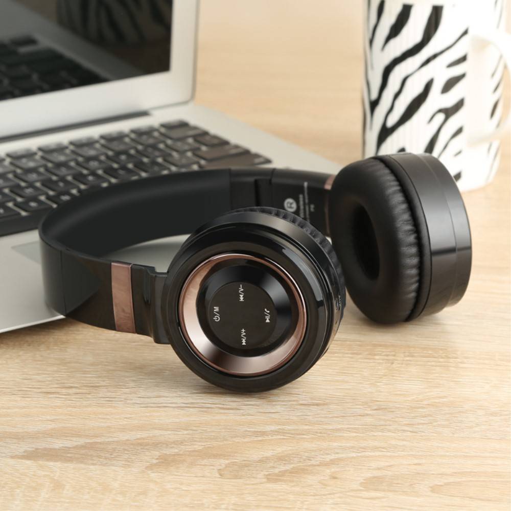 P6 Inklapbare Megabass Bluetooth Koptelefoon - Zwart + Brons