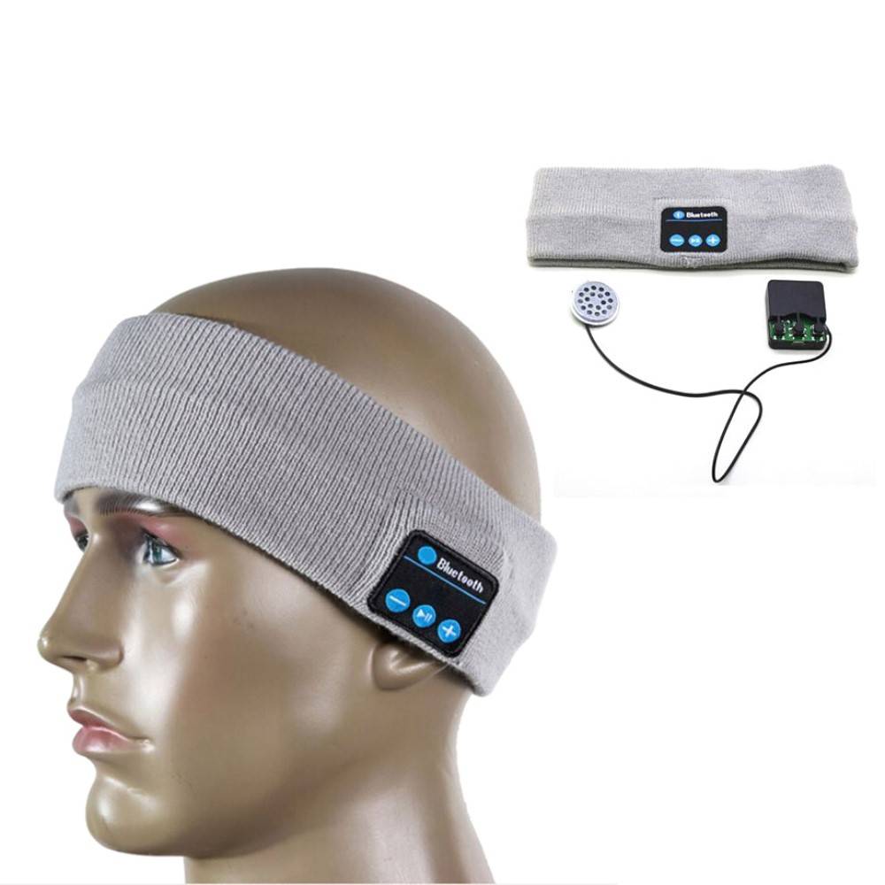 Fleece Bluetooth Hoofdband met Built-in Oortjes - Lichtgrijs