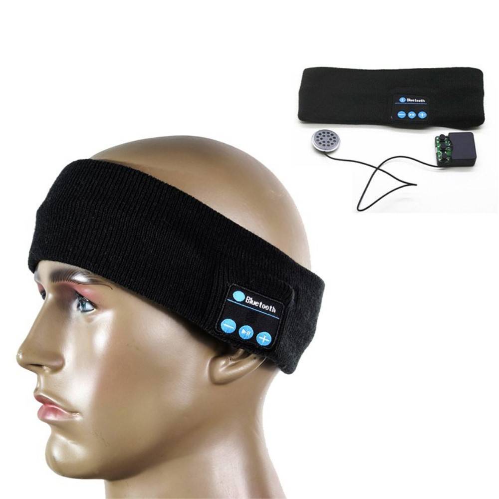 Fleece Bluetooth Hoofdband met Built-in Oortjes - Zwart
