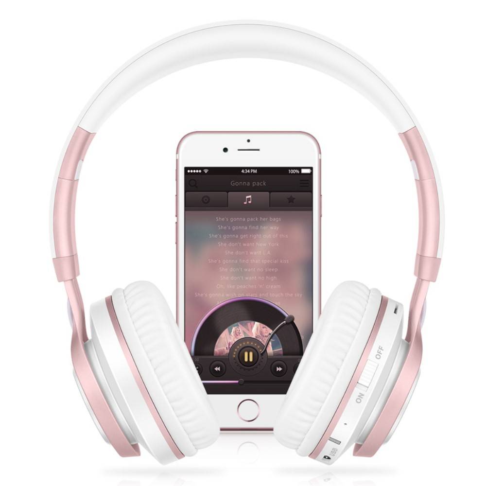 PICUN PICUN BT08 Over-ear Bluetooth Koptelefoon - Wit / Rosé Goud