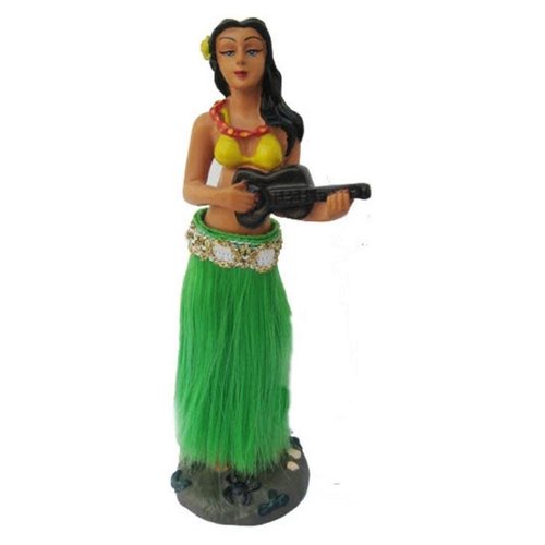 Aloha Surf Huismerk Hula Dashboard Doll Girl: Ukelele Groene Rok 27 Aloha Surf Huismerk Hula Dashboard Doll Girl: Ukelele Groene Rok 27