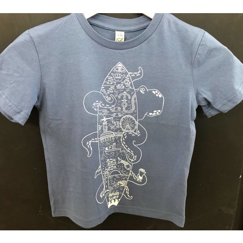 Aloha Surf Huismerk Aloha's Surfboard Octopus T-shirt Kids Faded Denim Aloha Surf Huismerk Aloha's Surfboard Octopus T-shirt Kids Faded Denim