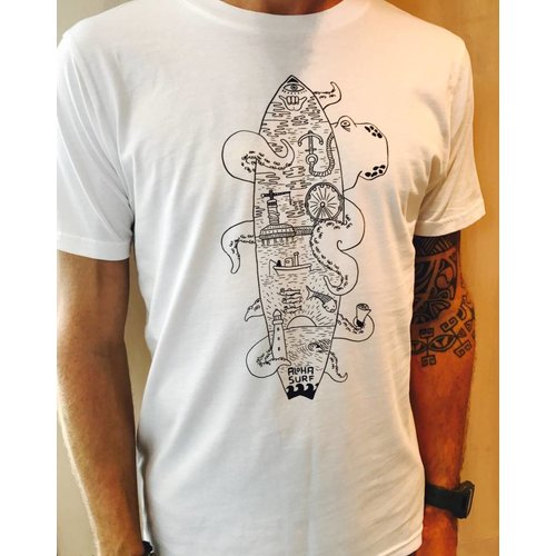 Aloha Surf Huismerk Aloha's Surfboard Octopus T-shirt Heren Aloha Surf Huismerk Aloha's Surfboard Octopus T-shirt Heren