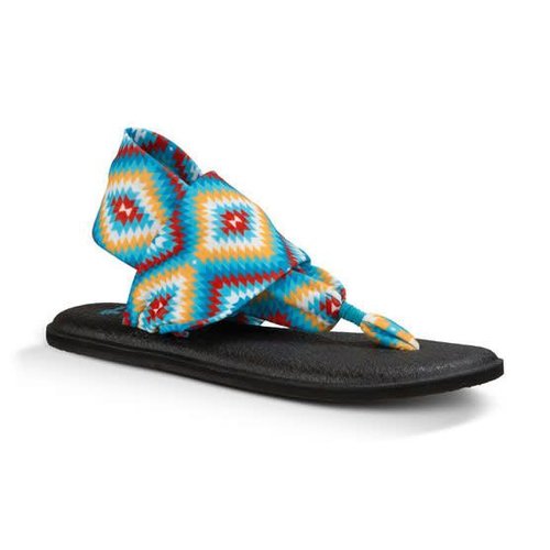 Sanuk Sanuk Dames Yoga Sling 2 Print Ranch Aqua Slippers Sanuk Sanuk Dames Yoga Sling 2 Print Ranch Aqua Slippers