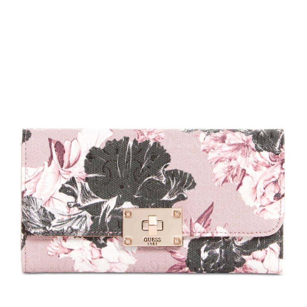 Guess Halley SLG dames portemonnee roze met bloemenprint SWFF6780660