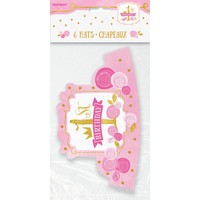 thumb-1st Birthday pink & Gold hoedjes - 6 stuks-2