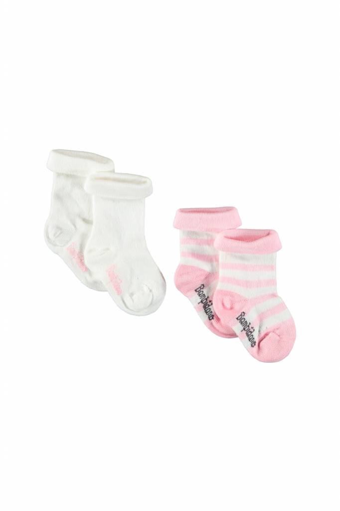 Bampidano Bampidano sokjes wit en gestreept roze