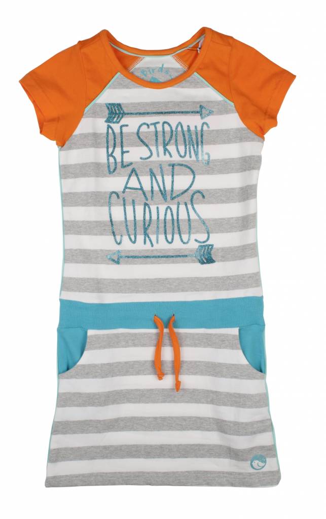 Birds by D-rak jurk grey stripe