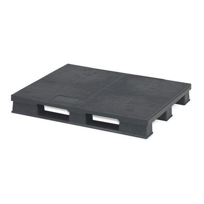Kunststoffpalette, 3 Kufen, geschlossenes Deck ohne Rand, PE-Kunststoff, 1200x1000x150mm