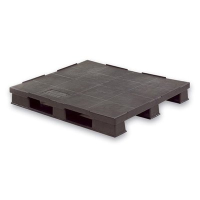 Kunststoffpalette, 3 Kufen, geschlossenes Deck mit Rand, 1200x1000x150mm