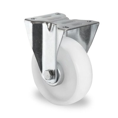 Bockrolle mit Rollenlager für Rollbehälter, PA, 100mm Durchmesser