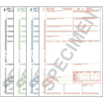 CMR Frachtbrief 1234 für Laserdrucker, 4-fach Satz, ohne Nummerierung