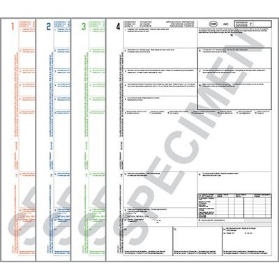 CMR Frachtbrief 4321 für Laserdrucker, 4-fach Satz, ohne Nummerierung