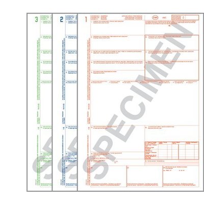 CMR Frachtbrief 123 für Laserdrucker, 3-fach Satz, ohne Nummerierung