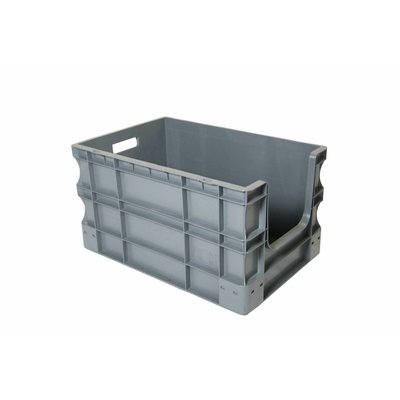 Caja apilable Euronorm 600x400x330mm con agarre abierto