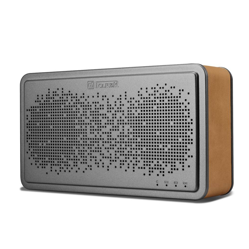 Icarer Icarer Genuine Lederen Beklede Bluetooth Speaker - Bruin