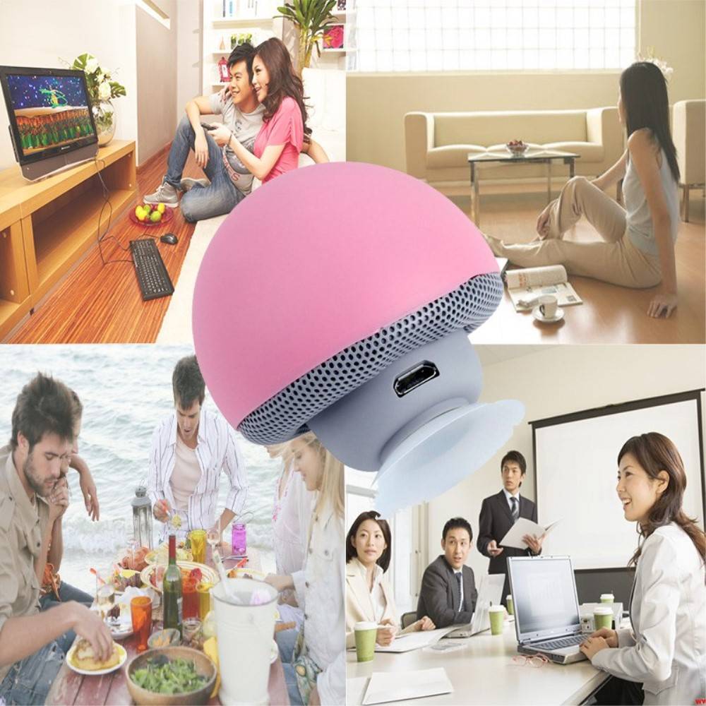 Paddestoel Bluetooth Speaker met Zuignap - Roze