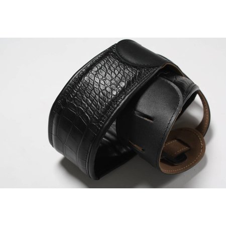 De Gier Guitars strap deluxe black - croc De Gier Guitars strap deluxe black - croc