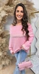 ACTIE OFFSHOULDER STIKSEL SWEAT 6960 PINK