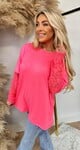 LACE TEE SLEEVE NEONPINK