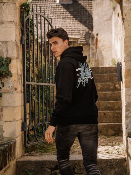 Malelions Oversized 3D Graphic Hoodie - Black/Turquoise
