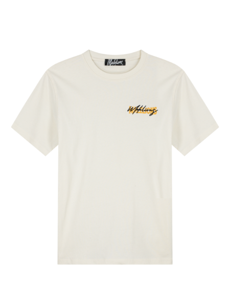 Malelions Regular Iconic T-Shirt - Off-White/Light Orange
