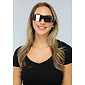 Weiße Festivalbrille mit verspiegelten Gläsern