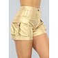 NEW1004 Goldmetallic-Cargo-Shorts in Lederoptik