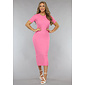 Rosa Bodycon-Kleid aus geripptem Stoff
