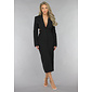 NEW1202 Schwarzes ausgeschnittenes Midikleid mit Blazer Look