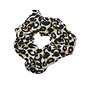 Scrunchie panterprint velvet offwhite/geel/zwart *
