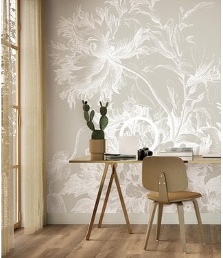 Wall Murals Black and White Flowers Engraved Flowers WP-816 - KEK