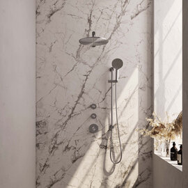 Brauer Brauer Brushed Edition Regendoucheset inbouw | Geborsteld Rvs Pvd | Ronde Handdouche | 30 cm | Rechte Wandarm | Ja