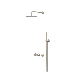 IVY IVY Bond inbouw regendoucheset symmetry 2 stopkranen | Geborsteld Nikkel pvd | 20cm | 0,2 cm | 15cm plafondbuis | staafhanddouche | wandhouder