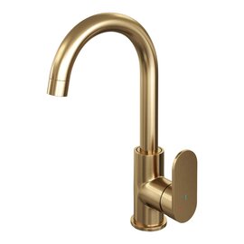 Brauer Brauer Edition Opbouw Wastafelmengkraan met Draaibare Uitloop - Rond - Hoog - PVD - Geborsteld Goud
