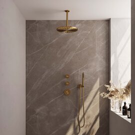 Brauer Brauer Edition Thermostatische Inbouw Regendoucheset met Stopkranen - 30cm - Geborsteld Goud
