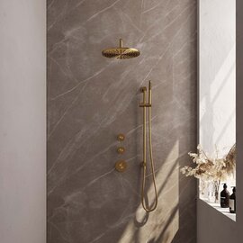 Brauer Brauer Edition Thermostatische Inbouw Regendoucheset met Stopkranen - 30cm - Geborsteld Goud
