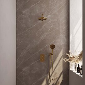 Brauer Brauer Edition Thermostatische Inbouw Regendoucheset met 3-Weg Omstel - 20cm - Geborsteld Goud