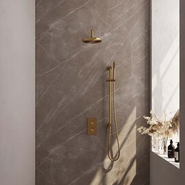 Brauer Brauer Edition Thermostatische Inbouw Regendoucheset met 3-Weg Omstel - 20cm - Geborsteld Goud