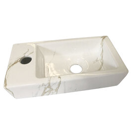 Wiesbaden Wiesbaden Rhea XS Keramisch Fontein - Kraangat Links - 36x18x9cm -  Carrara