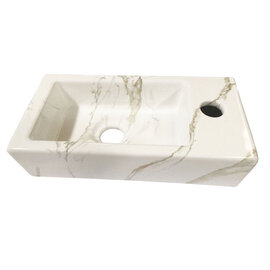 Wiesbaden Wiesbaden Rhea XS Keramisch Fontein - Kraangat Rechts - 36x18x9cm - Carrara