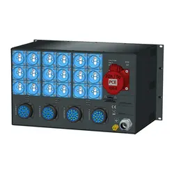 SRS Power | Power distribution board 63A | 32A | Socapex 19p | Schuko | VA meter | Main MCB | RCBO
