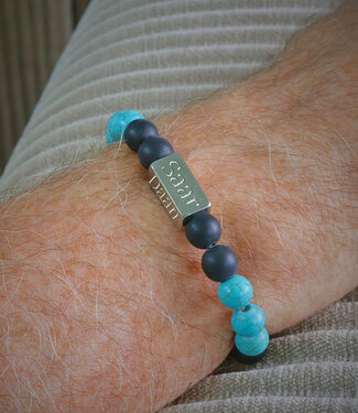 ZAG Bijoux Turquoise armband klaver of steentjes